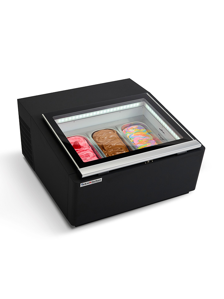 vitrina para exhibir gelato en color negro modelo TKNS03B