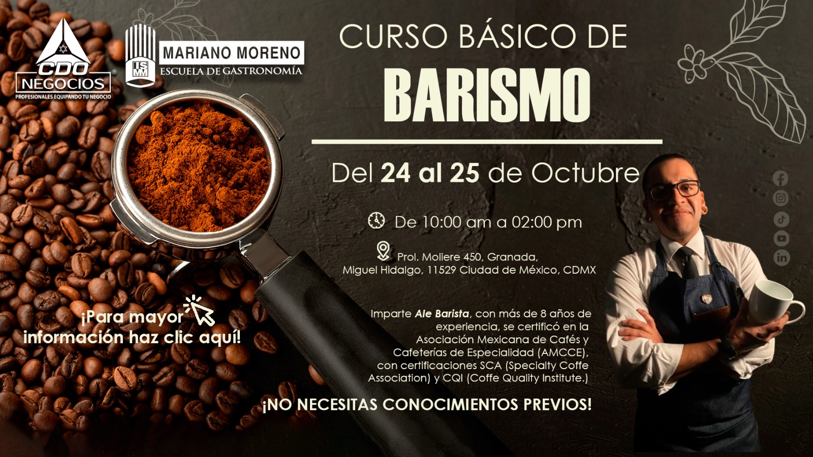Curso basico de barismo imparte Ale Barista