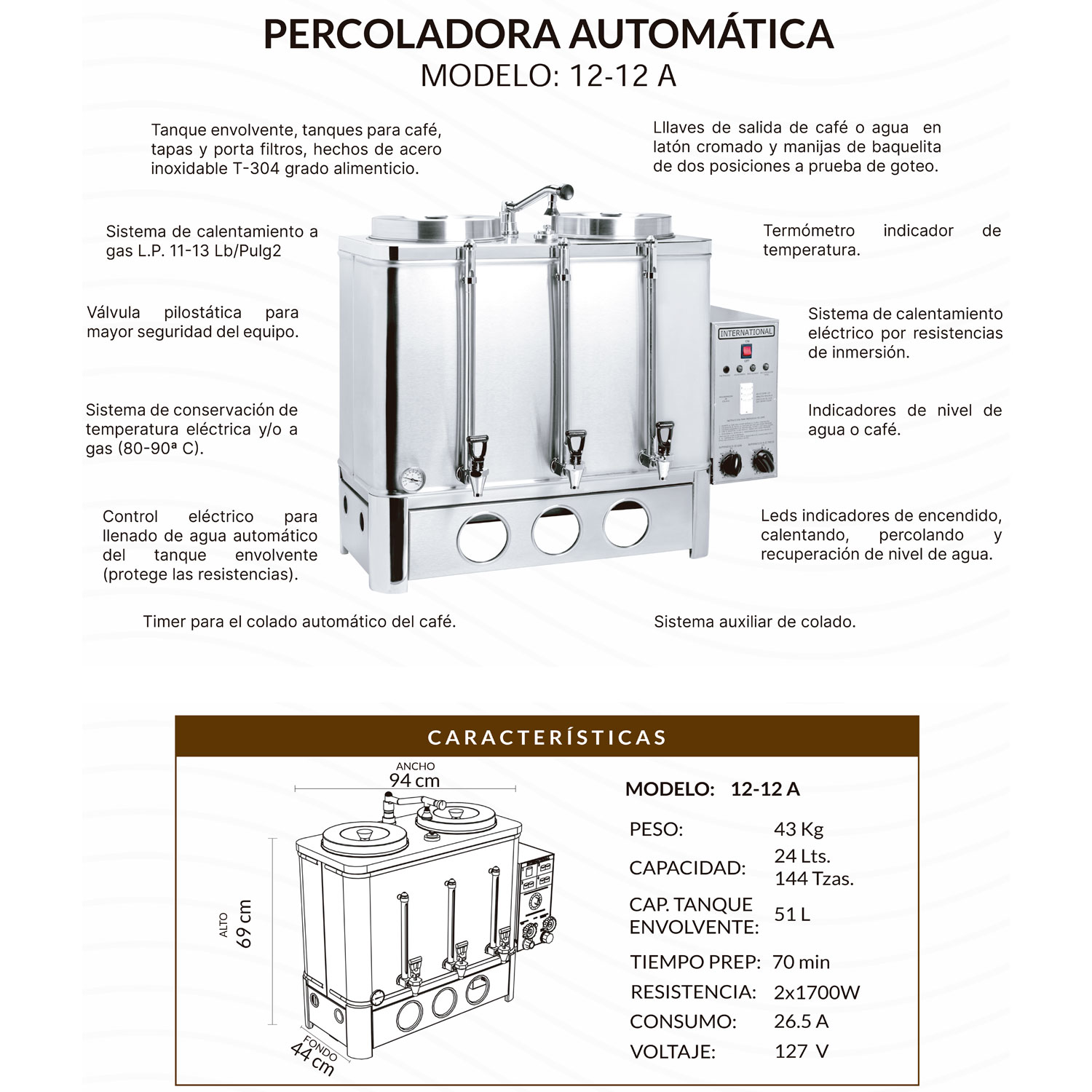 Percoladora automatica international