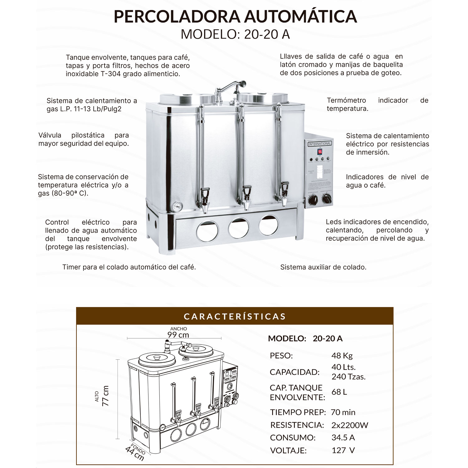 Percoladora automatica international