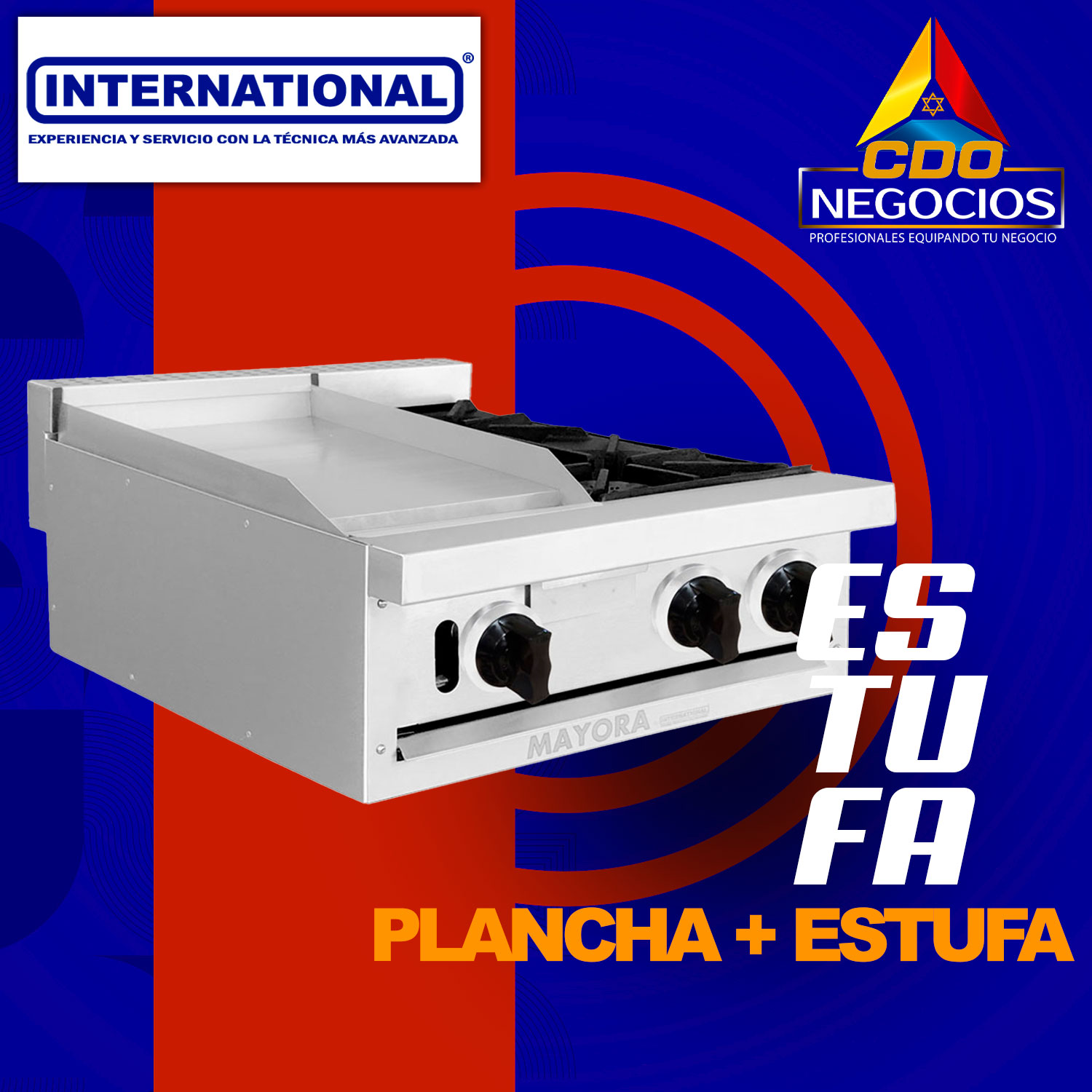 Estufa modular plancha + quemador international - Mayora