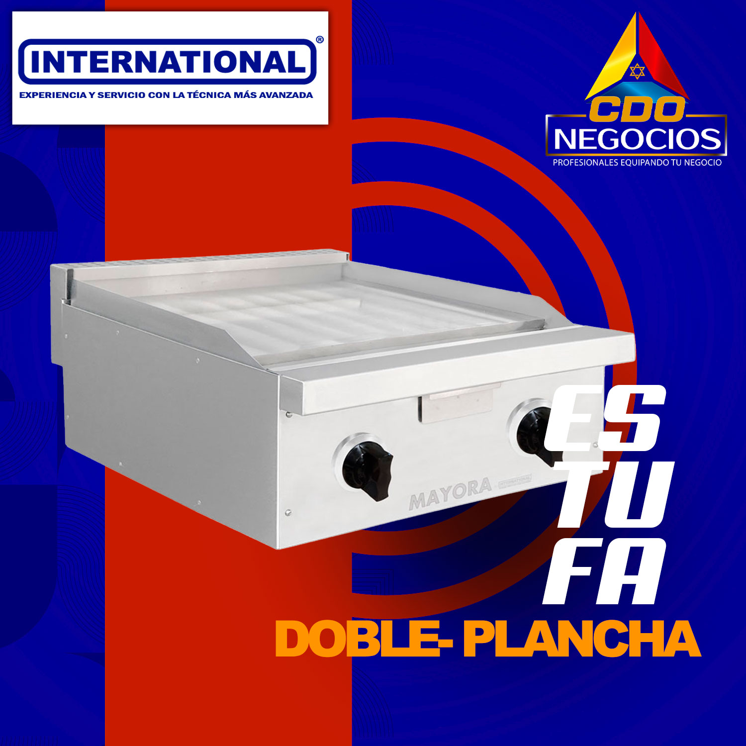 Estufa modular doble seccion de plancha international - Mayora