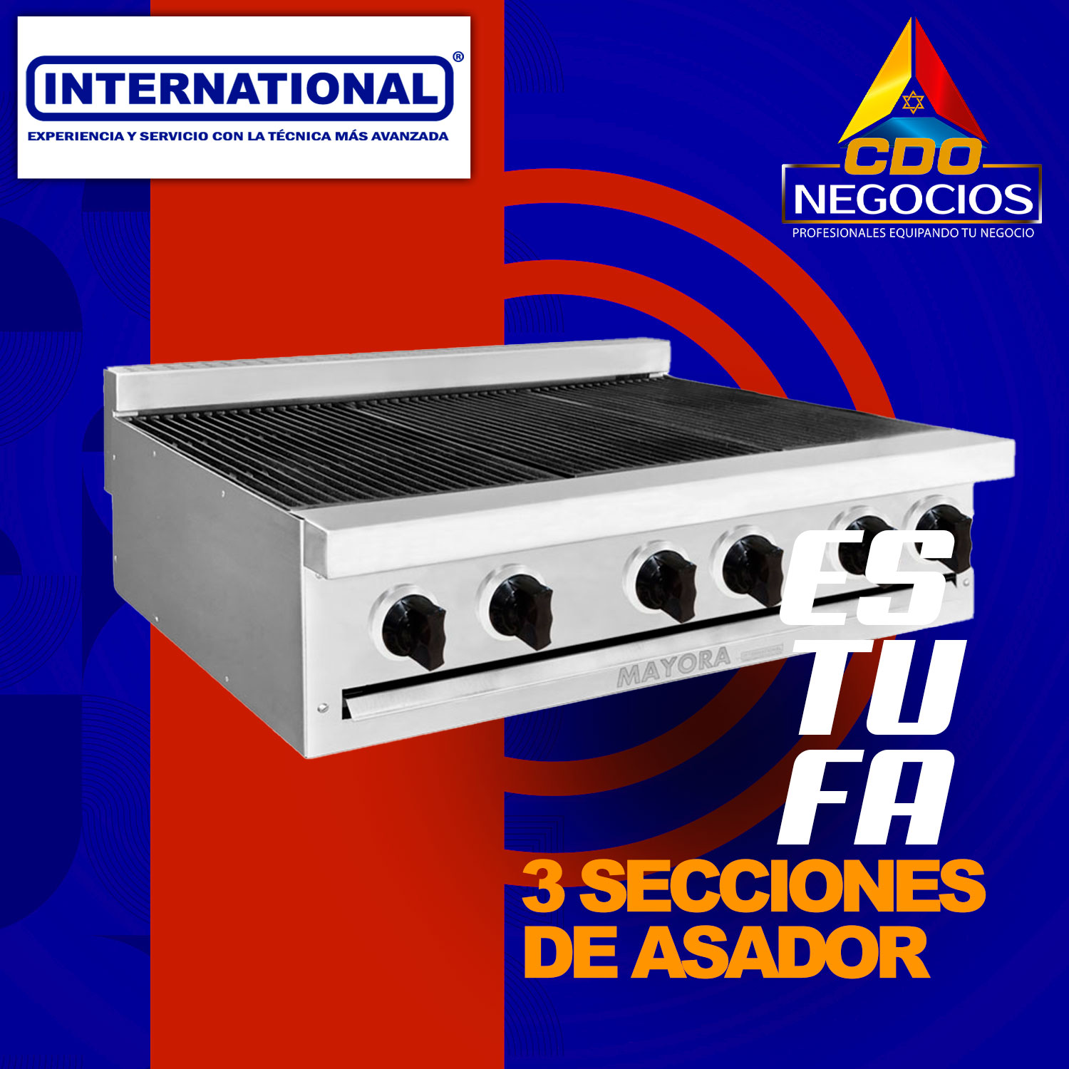 Estufa modular 3 secciones de asador international - Mayora