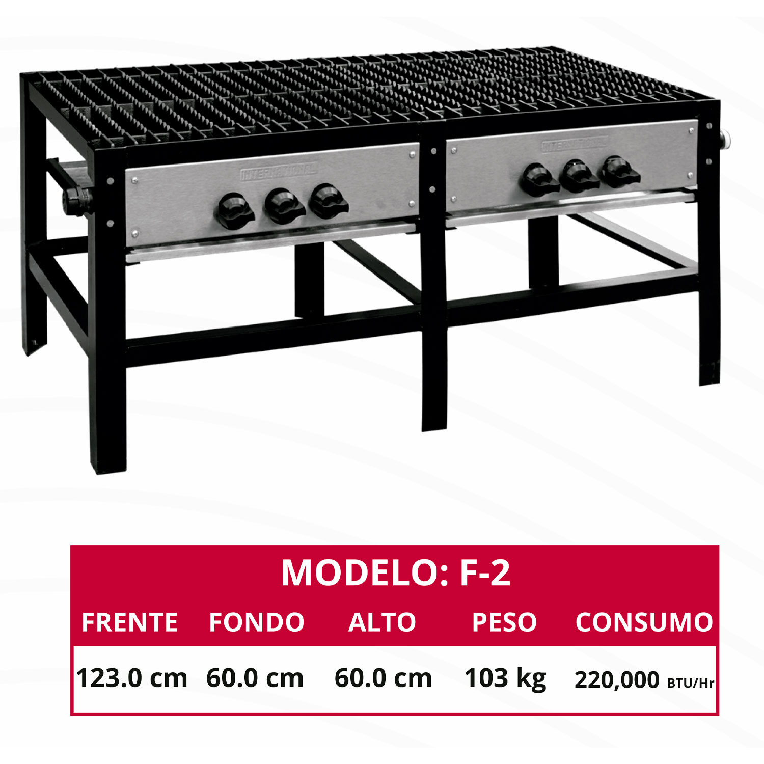 estufon - fogon 2 secciones F2 international
