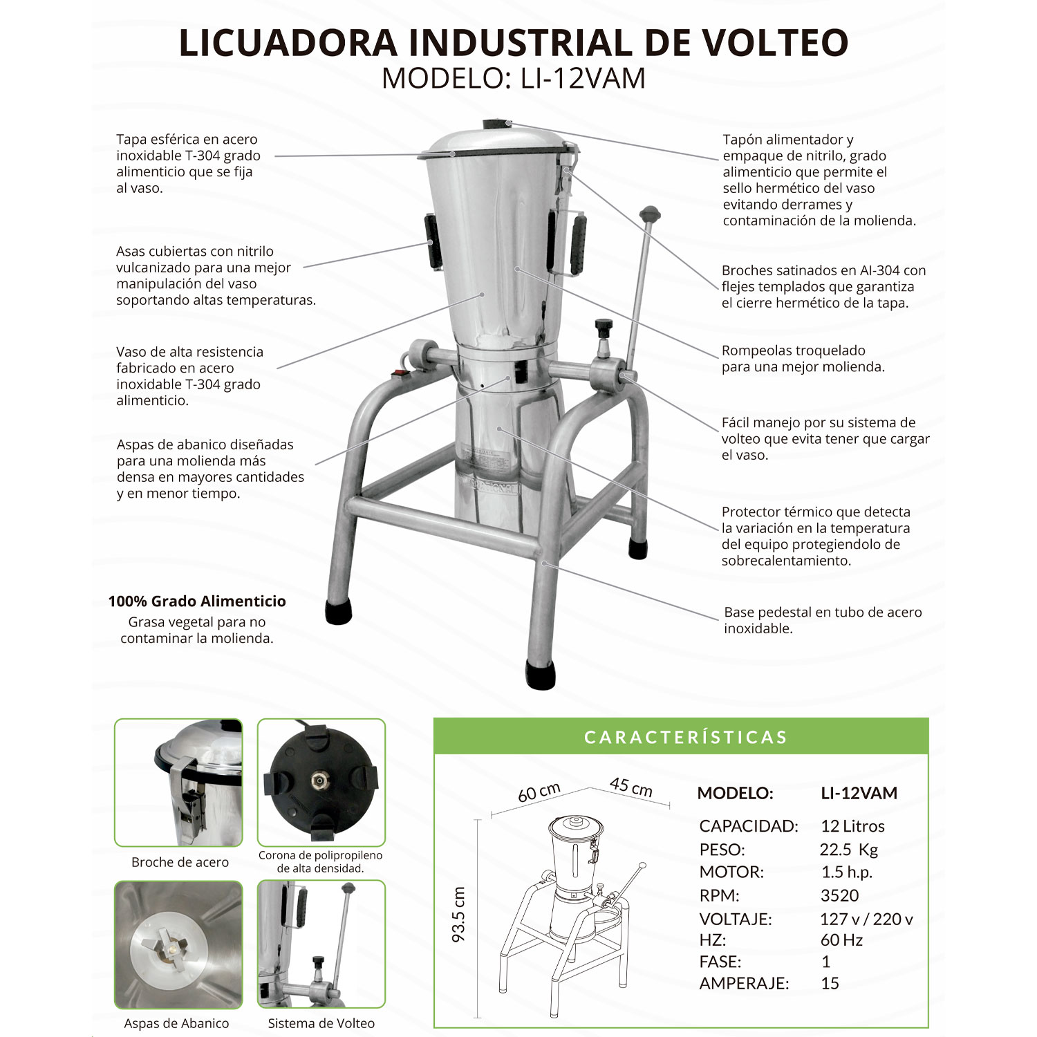 Licuadora industrial de volteo international 12 litros