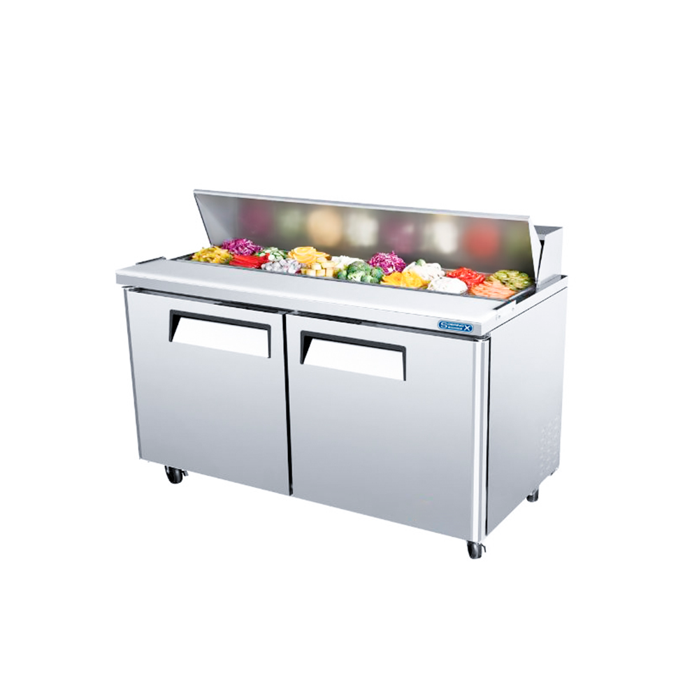 Mesa refrigerada para preparar pizzas
